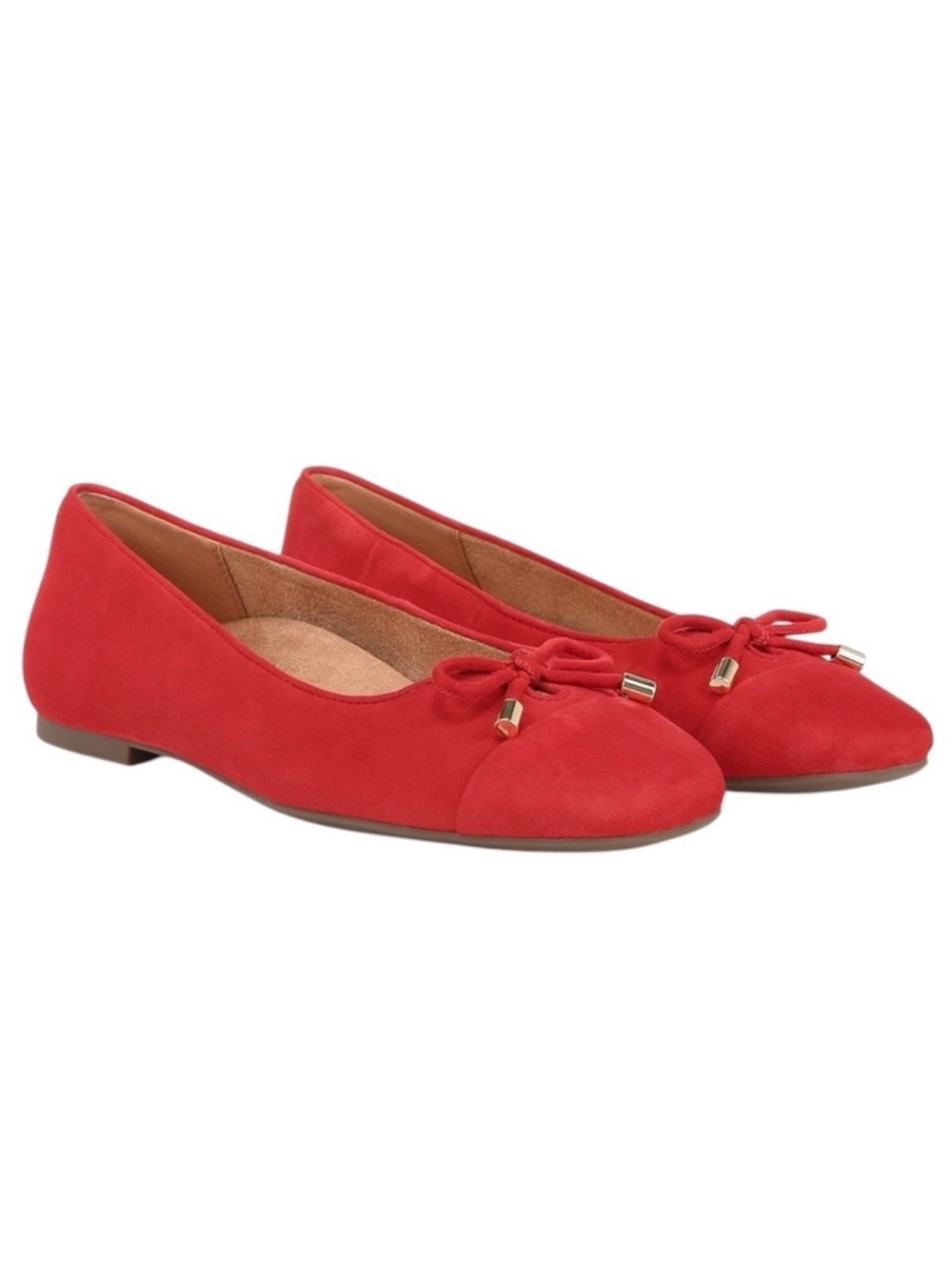 Vionic Women's 7 Red Suede Klara Bow Ballet Flat
